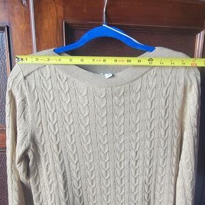 Tommy Hilfiger Beige and Gold CableDesign Lightweight Knit Sweater